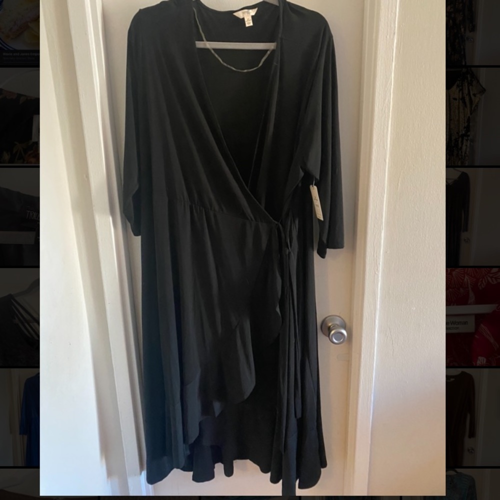COPY - PLUS SIZE Terra and Sky Ruffle Wrap Dress